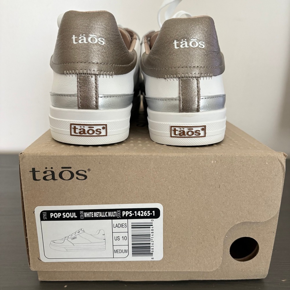 Taos Pop Soul Sneaker 10 White Metallic Multi Leather Comfort Shoes - Picture 4 of 13
